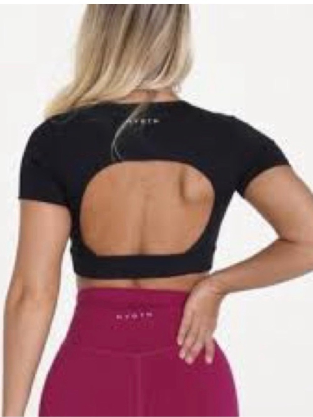NVGTN Black Open-Back Short Sleeve Crop Top